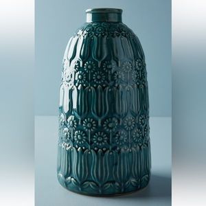 Anthropologie embossed floral vase